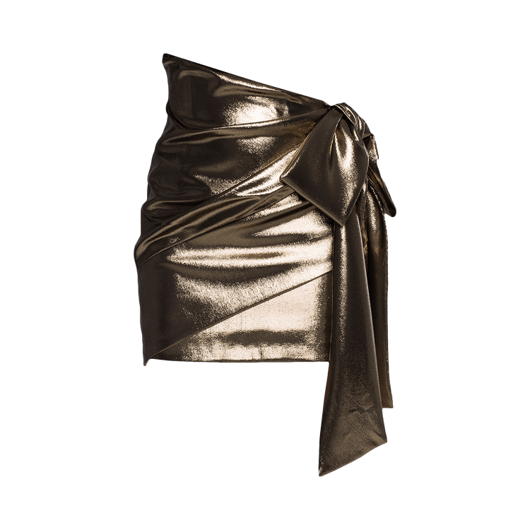 Saint Laurent Lamé Asymmetrical Silk Skirt "Metallic Gold"