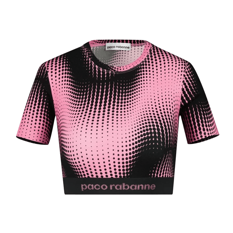 Rabanne Two-Tone Jersey Bodyline Crop Top "Pink Echo"