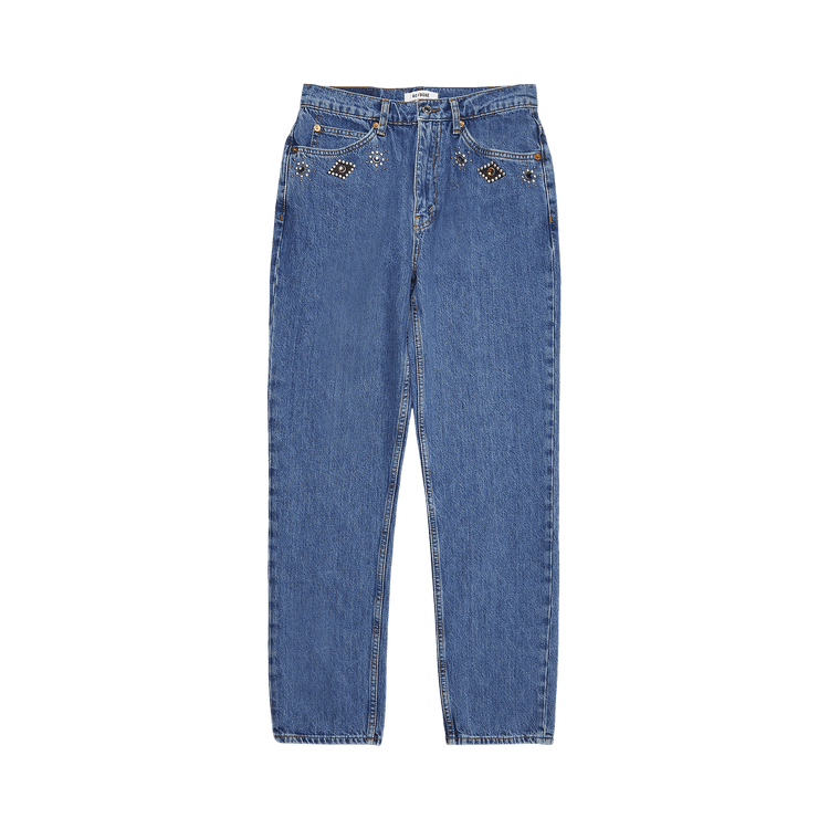 RE/DONE 70"s Straight Jeans "Jeweled Stoned Indigo'