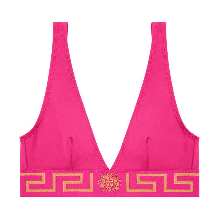 Versace Greca Border Triangle Bikini Top "Fuxia"