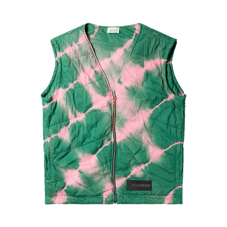 Aries Tie-Dye Padded Liner Gilet "Pink/Aqua"
