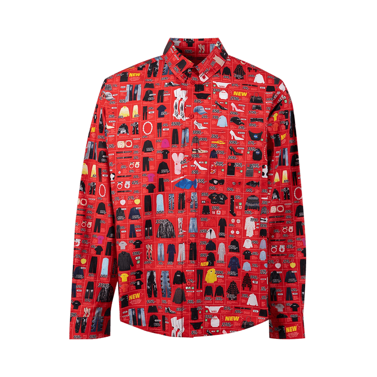 Balenciaga Long-Sleeve Large Fit Shirt "Red"