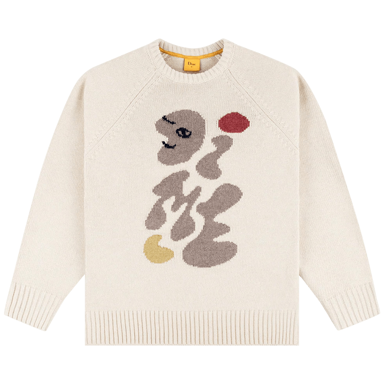 Dime Letterman Knit Sweater "Cream"