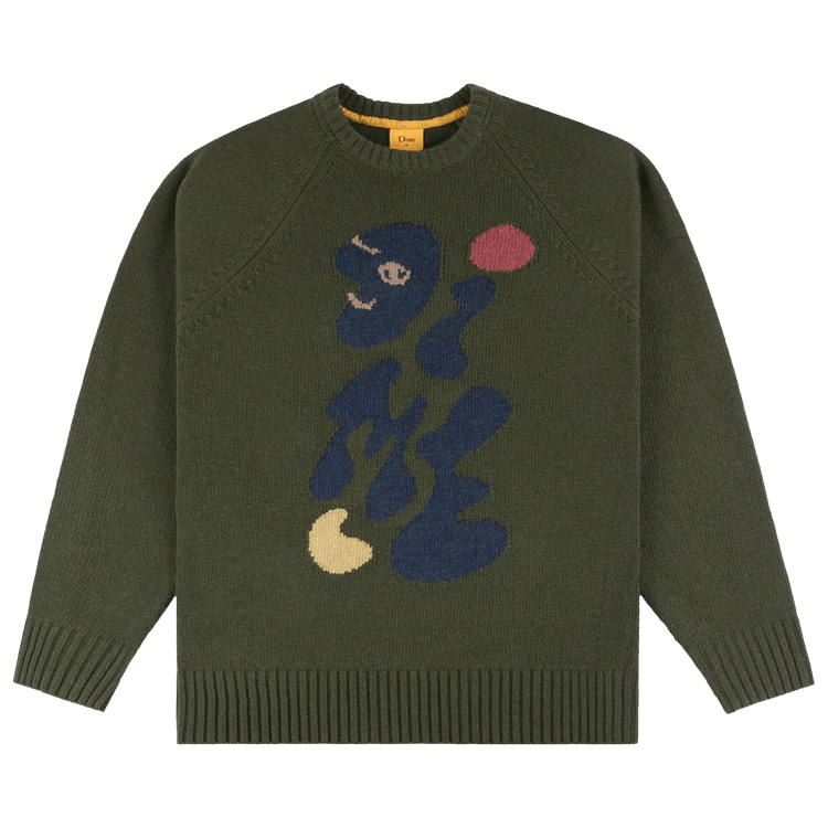 Dime Letterman Knit Sweater "Olive"
