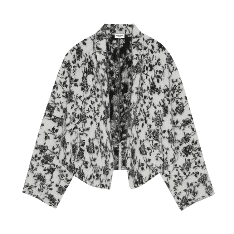 Saint Laurent Kimono Jacket In Brushed Jacquard "Natural/Noir"