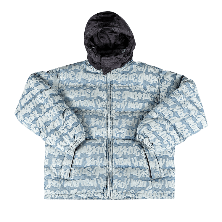 Supreme Fat Tip Jacquard Denim Puffer Jacket "Blue"