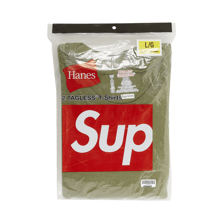 Supreme x Hanes Tagless Tees (2 Pack) "Olive"