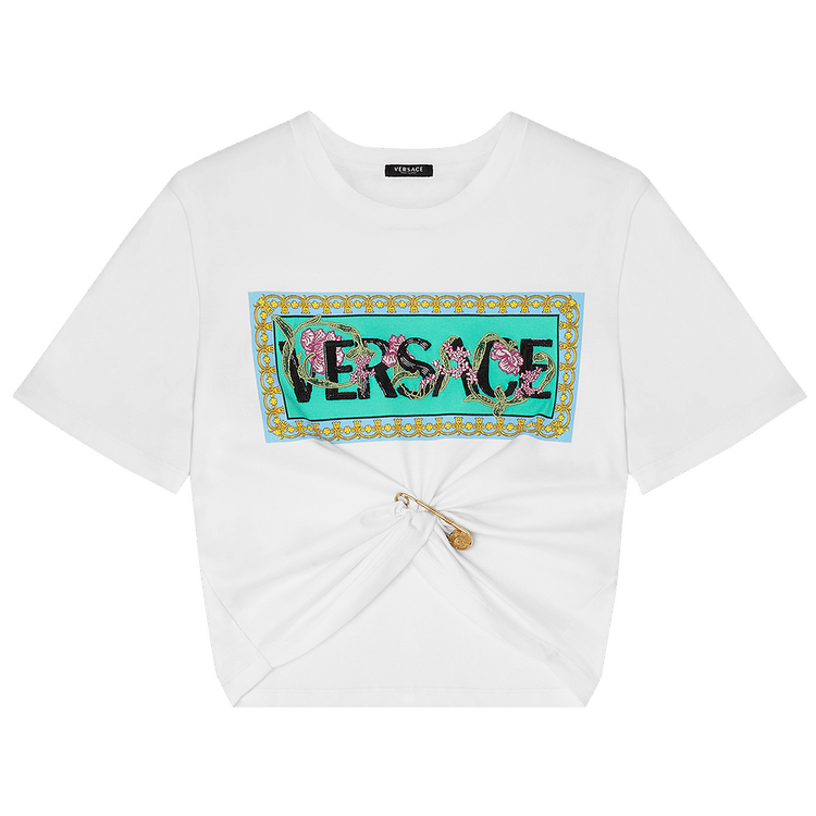 Versace Art Deco Flowers T-Shirt "White/Multicolor"