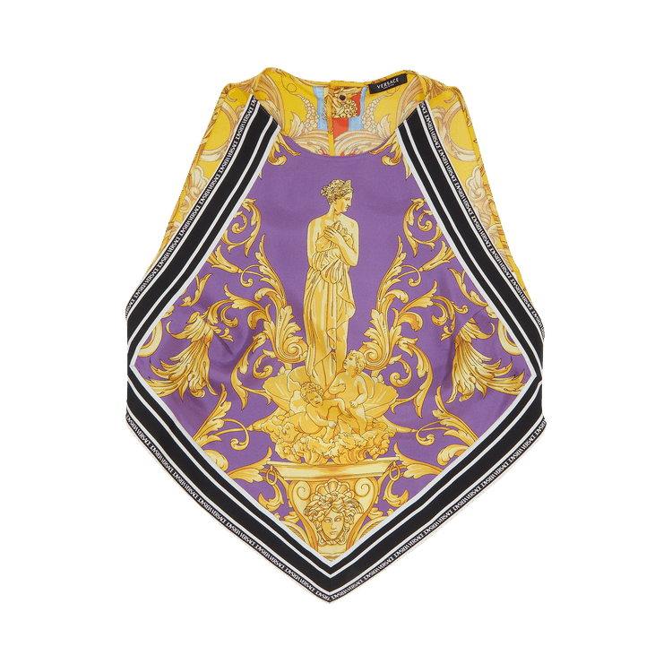 Versace Heritage Print Silk Blouse "Dark Orchid/Sun"
