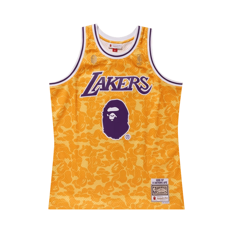 BAPE x Mitchell & Ness Lakers ABC Basketball Swingman Jersey "Yellow"