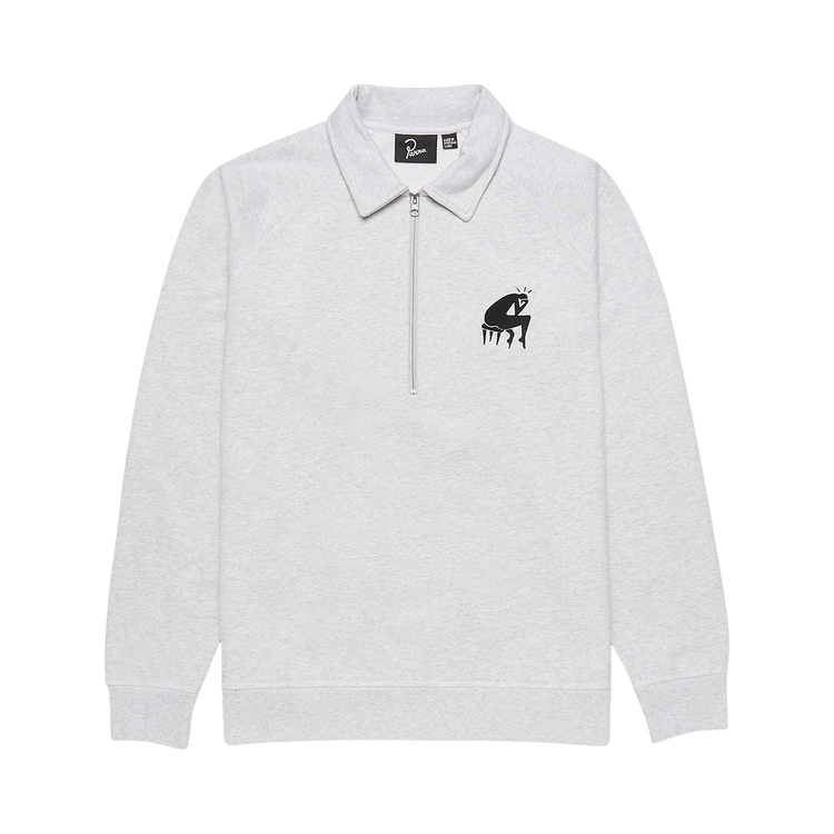 Parra Backwards Half Zip Polo Sweatshirt "Ash Grey"
