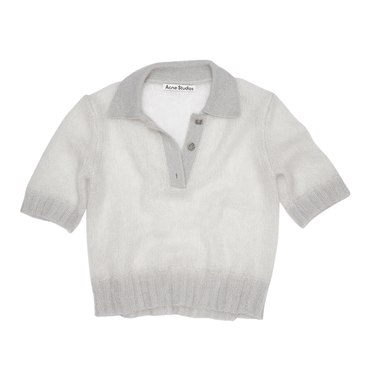 Acne Studios Mohair Polo Shirt "Pale Grey"
