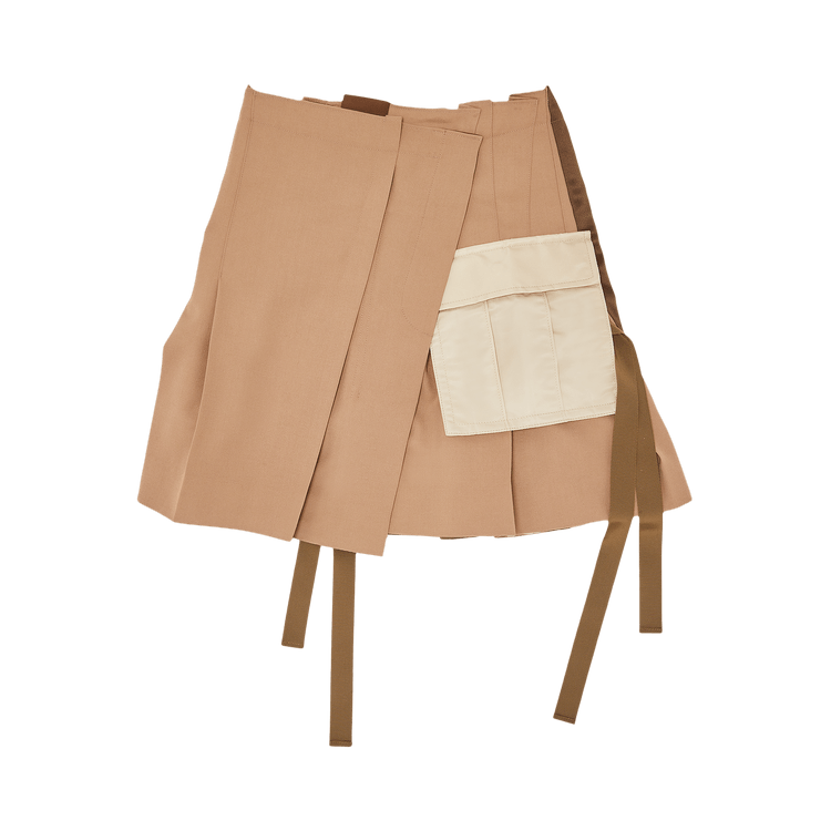 Sacai Twill Assymetric Pleated Mini Skirt "Beige"