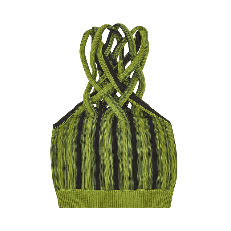 Y/Project Braided Neck Knit Top "Green/Black"