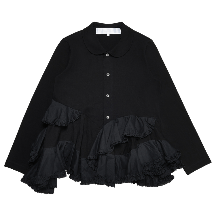 Tao Comme des Garçons Peter Pan Collar Ruffle Long-Sleeve Top "Black"