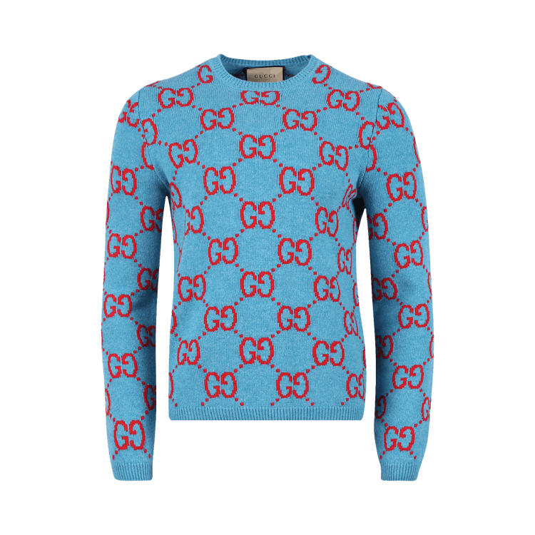Gucci Soft Wool Monogram Sweater "Azure/Multicolor"
