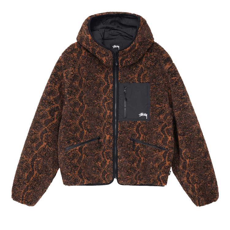 Stussy Snake Jacquard Sherpa Jacket "Brown"