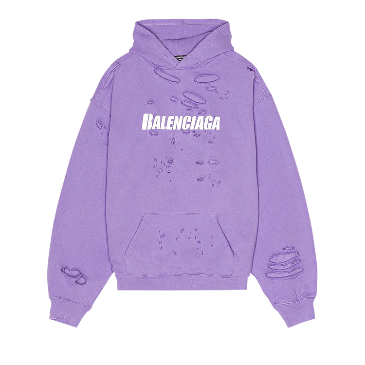 Balenciaga Destroyed Hoodie "Light Purple/White"