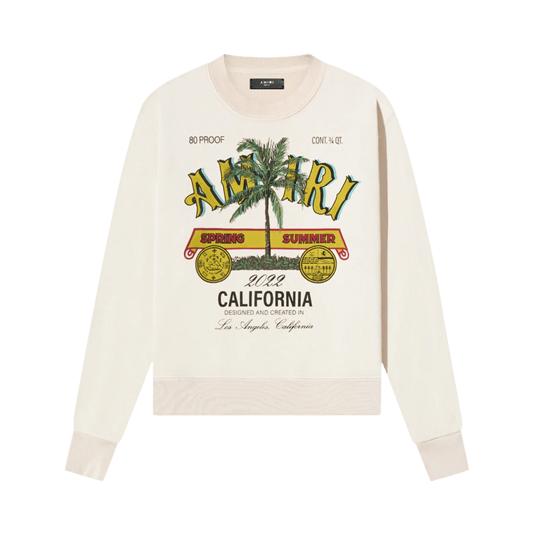 Amiri Rum Label Long-Sleeve Crew "Almond"