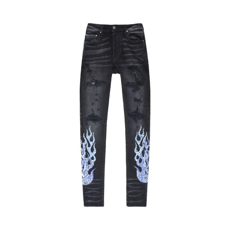 Amiri Bandana Flame Jean "Aged Black Blue"