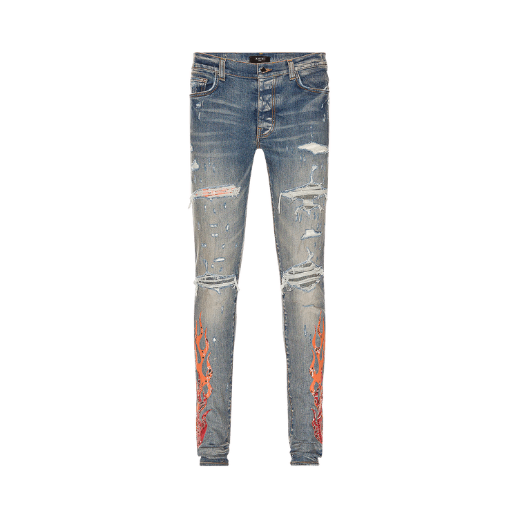 Amiri Bandana Flame Jean "Clay Indigo/Orange"