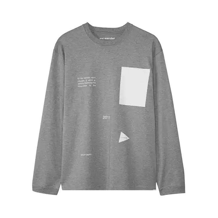 And Wander Composition Long-Sleeve Tee "Gray"