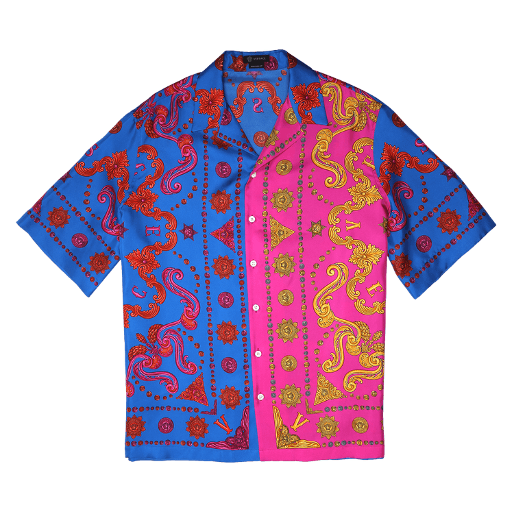 Versace Barocco Western Silk Twill Shirt "Light Blue/Print"