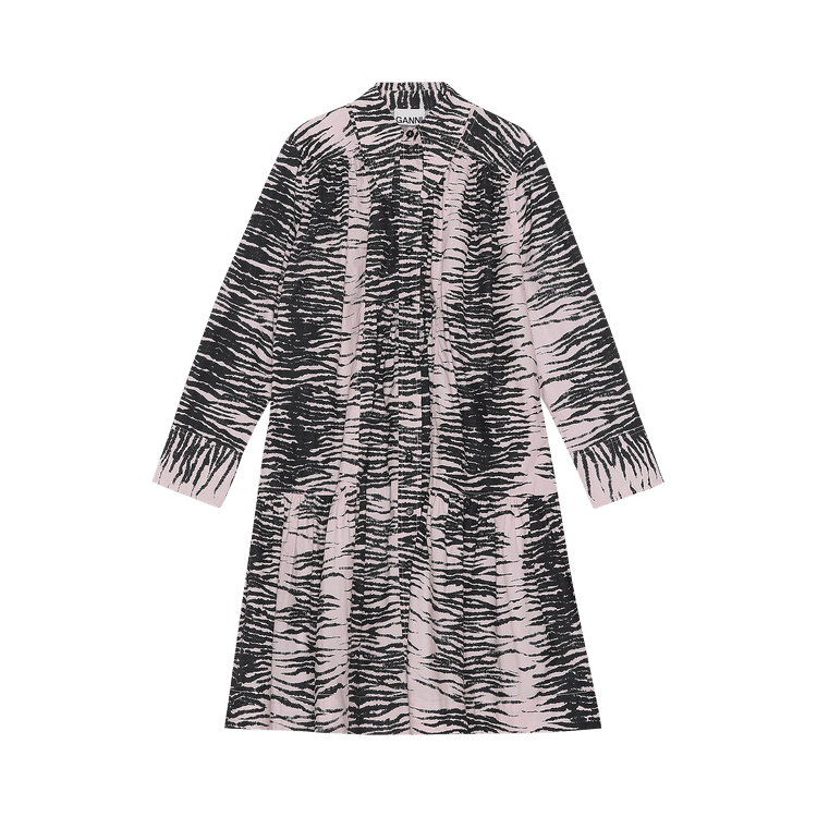 Ganni Printed Cotton Gathered Panel Wide Shirt Dress "Light Lilac"