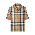 Burberry Short-Sleeve Check Silk Shirt "Archive Beige"