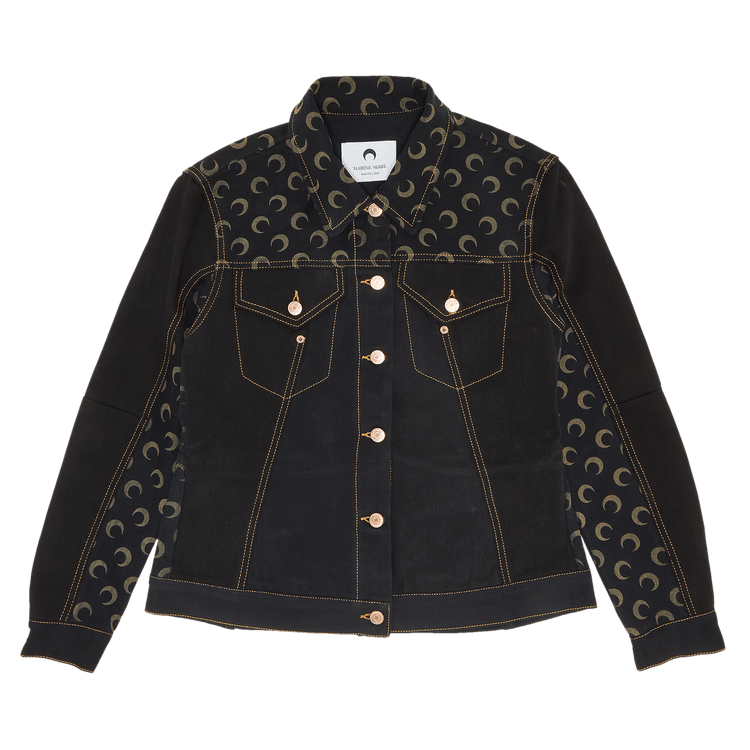 Marine Serre Moon Denim Semi Fitted Jacket "Black"