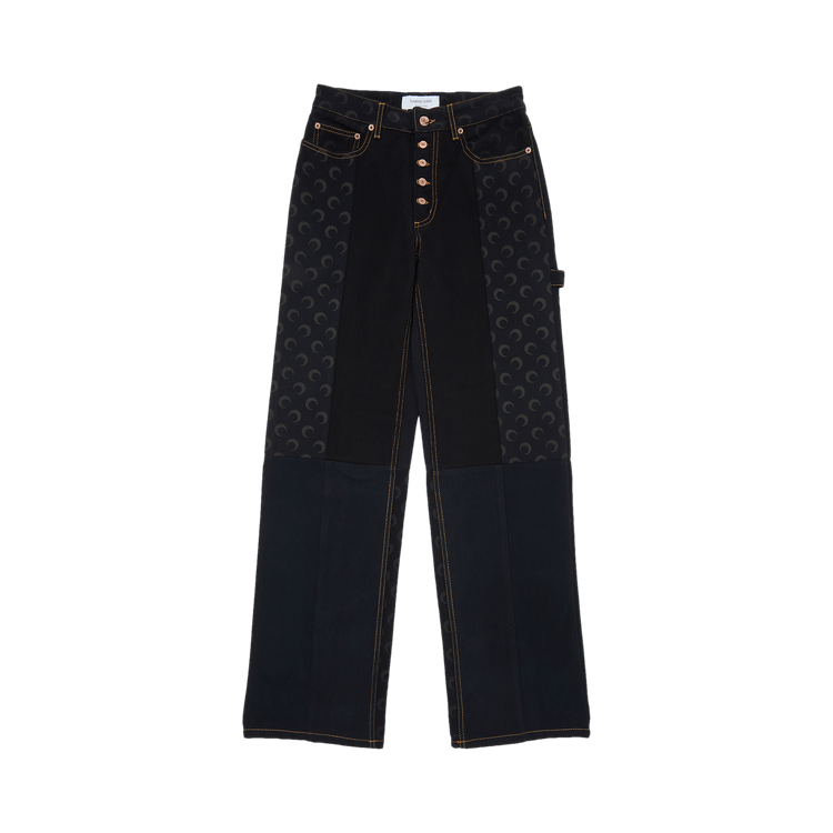 Marine Serre Moon Denim Boyfriend Trousers "Black"