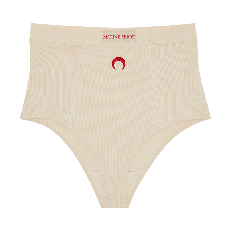 Marine Serre Organic Cotton Ribbed Panties "Brokenwhite"