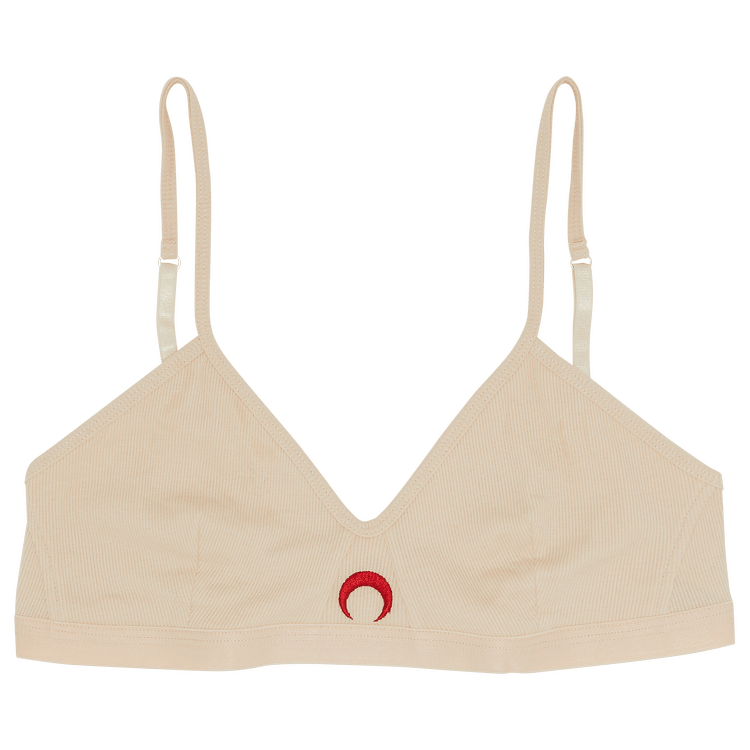Marine Serre Organic Cotton Ribbed Bra "Brokenwhite"