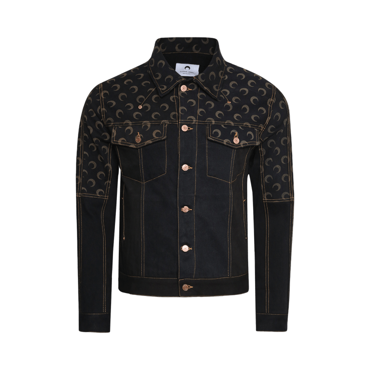 Marine Serre Moon Denim Jacket "All Over Moon Black"