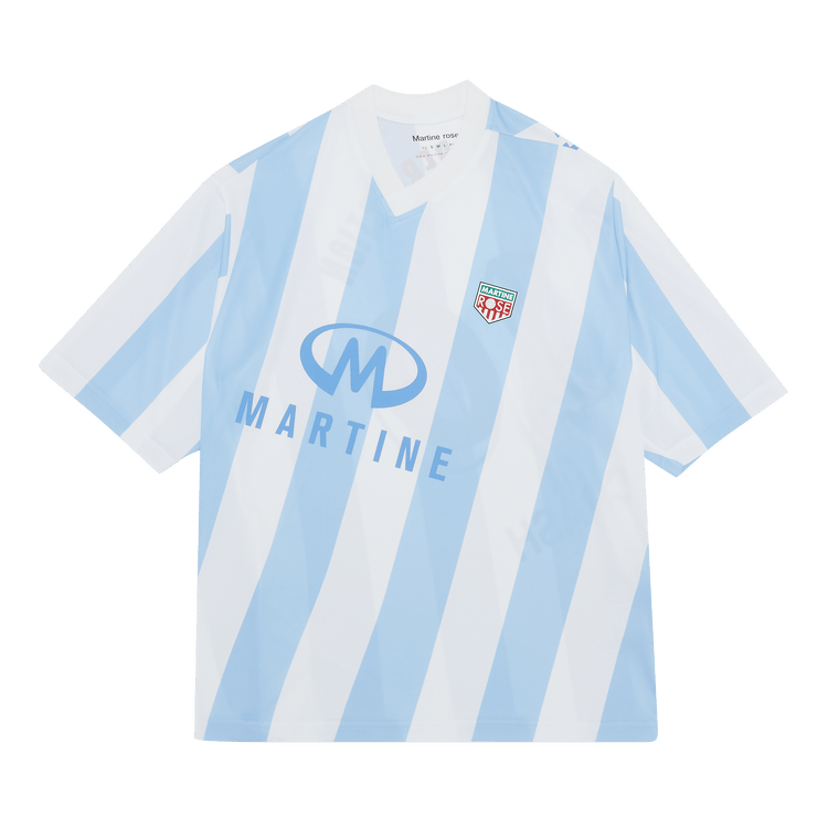 Martine Rose Short-Sleeve Twist Football Top "White/Light Blue"