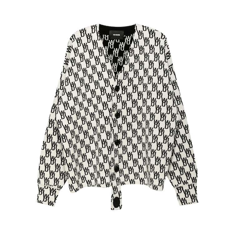 We11done Logo Jacquard Cardigan "Ivory"