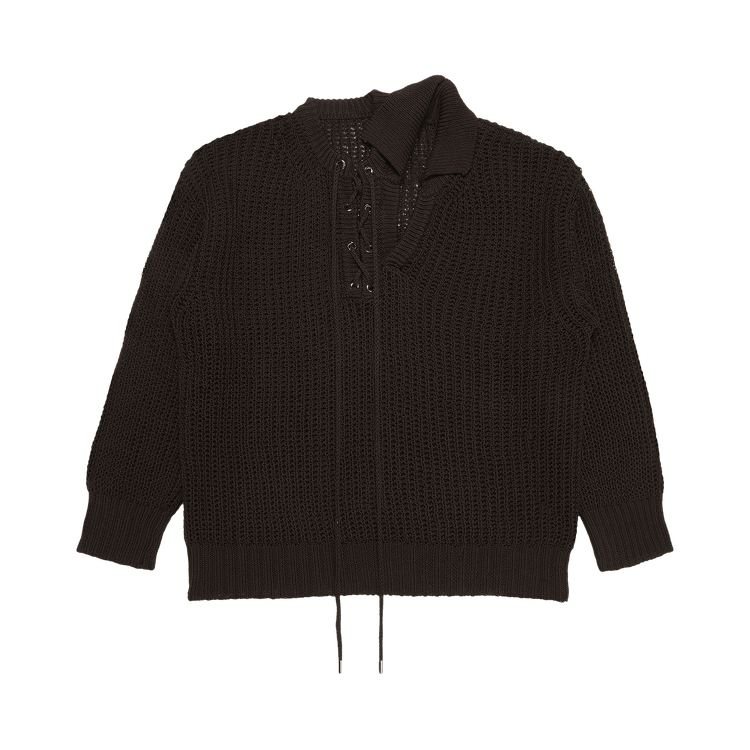 Y/Project Double Collar Laced Pullover "Dark Brown"
