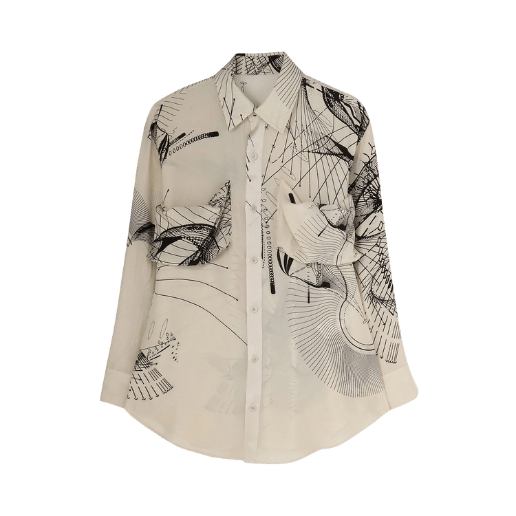Yohji Yamamoto Silk Printed Shirt "White"