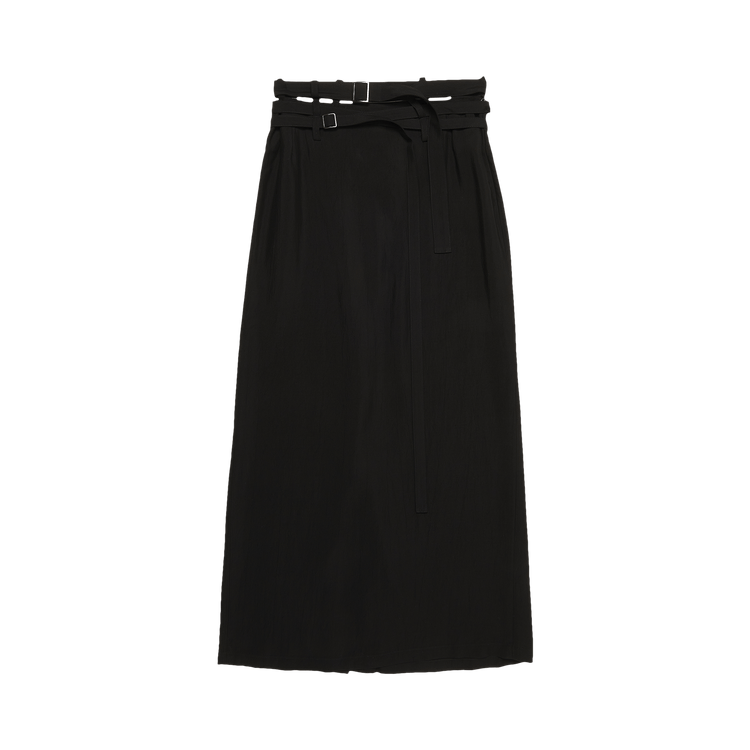 Yohji Yamamoto Back Tuck With Belt Skirt "Black"
