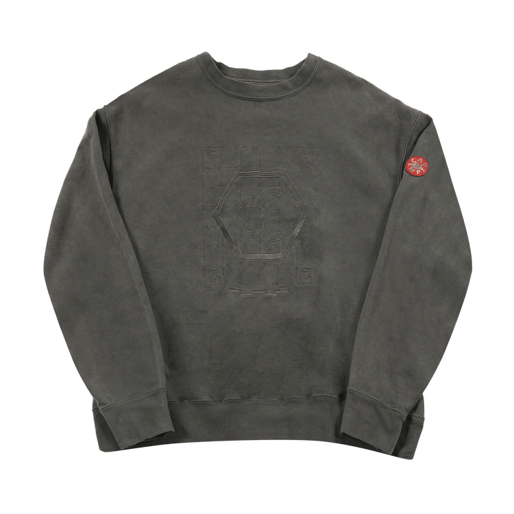 Cav Empt Overdye Grid Ce Light Crewneck "Charcoal"