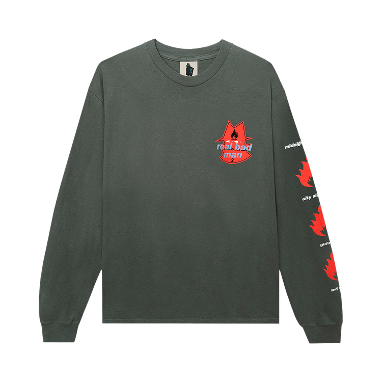 Real Bad Man Flammable Gas Long-Sleeve Tee "Surplus Green"