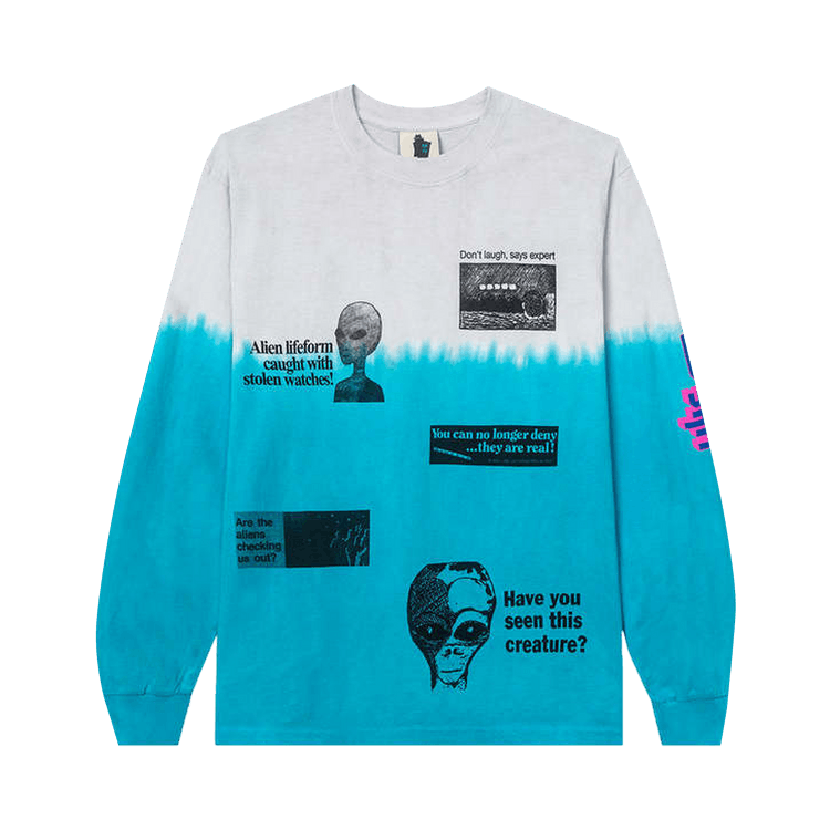 Real Bad Man Extraterrestrial Shit Long-Sleeve Tee "Grey/Blue Tie Dye"