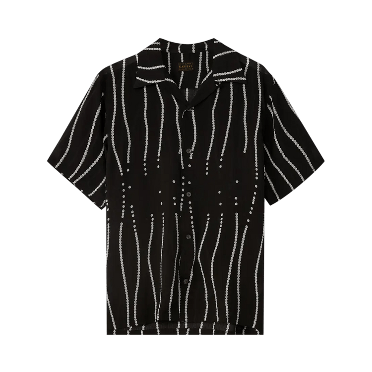 Kapital Silk Rayon Pearl Drunk Stripe Aloha Shirt "Black"