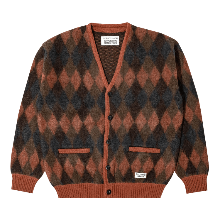 Wacko Maria Diamond Mohair Cardigan "Brown"