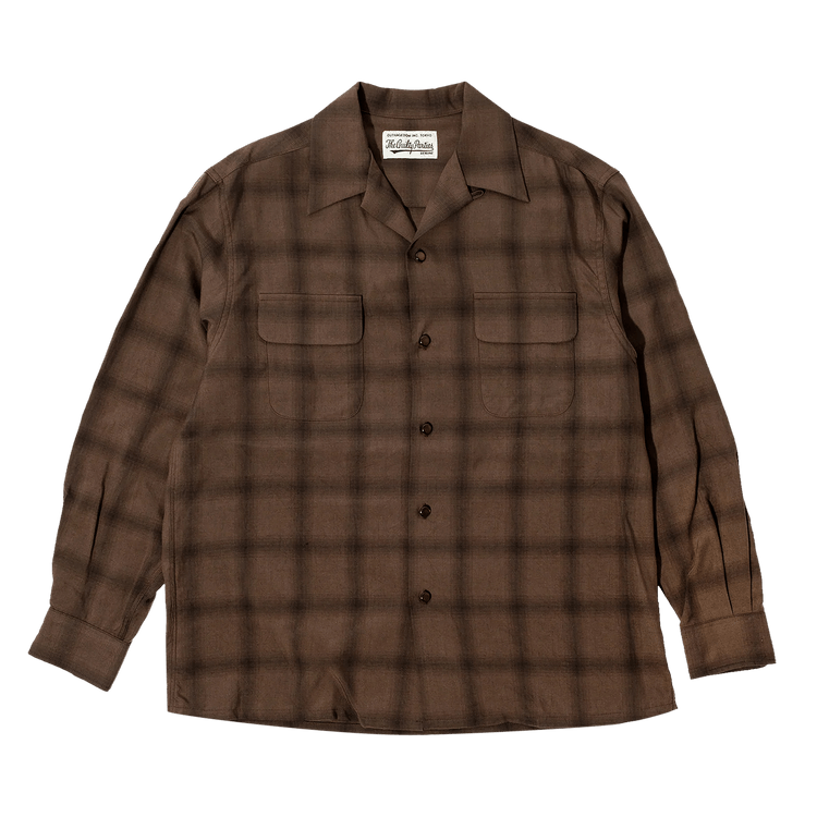 Wacko Maria Ombray Check Open Collar Shirt "Brown"