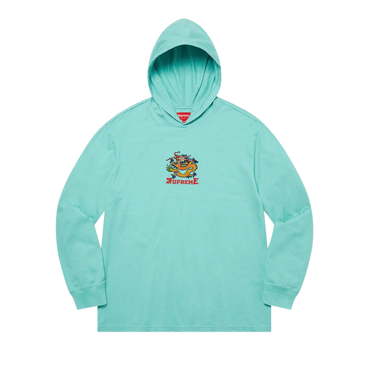 Supreme Dragon Hooded Long-Sleeve Top "Dusty Aqua"
