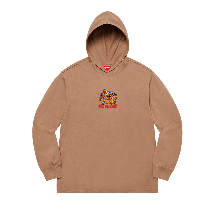 Supreme Dragon Hooded Long-Sleeve Top "Light Brown"