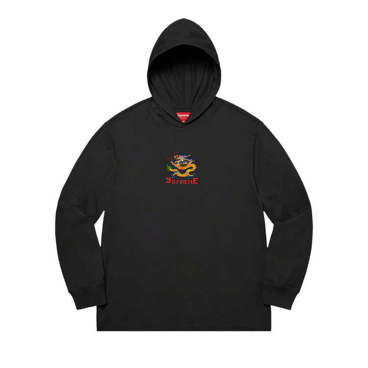 Supreme Dragon Hooded Long-Sleeve Top "Black"