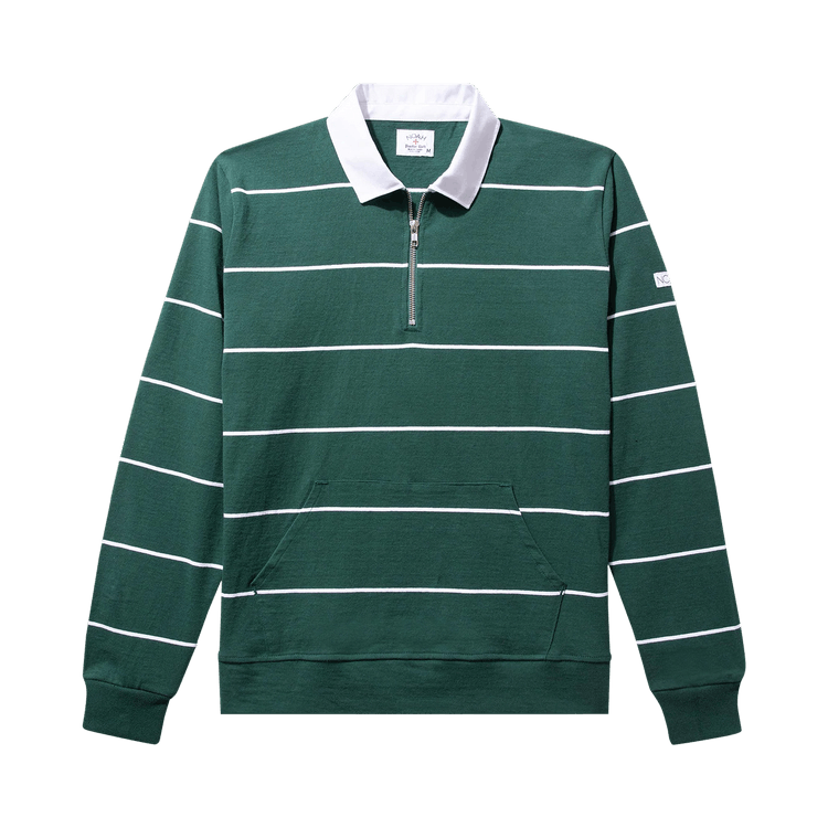 Noah Quarter Zip Rugby Pullover "Bottle/White"