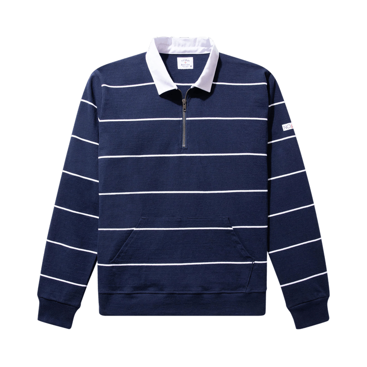 Noah Quarter Zip Rugby Pullover "Navy/White"